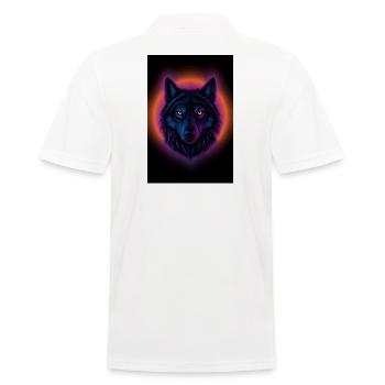 Neon Wolf auf Orange Circle - Männer Poloshirt - Weiß - Hinten - Kai (181cm)