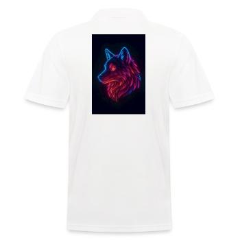 Regenbogen-Neon-Wolf - Männer Poloshirt - Weiß - Hinten - Kai (181cm)