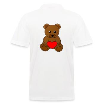 Teddy Valentinstag - Männer Poloshirt - Weiß - Hinten - Kai (181cm)