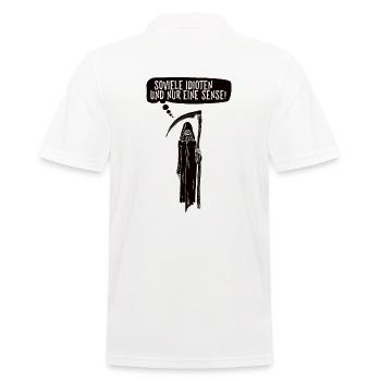 Soviele Idioten und nur eine Sense Sensenmann - Männer Poloshirt - Weiß - Hinten - Kai (181cm)