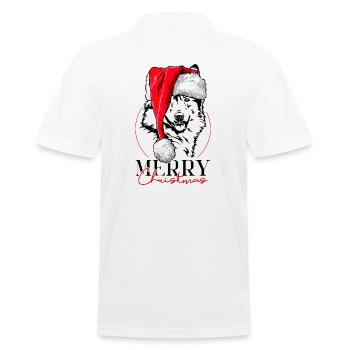 Santa Islandhund Merry Christmas Hunde Wilsigns - Männer Poloshirt - Weiß - Hinten - Kai (181cm)