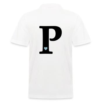 Buchstabe P Anfangsbuchstabe - Männer Poloshirt - Weiß - Hinten - Kai (181cm)