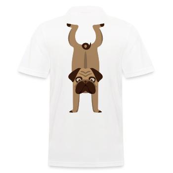 Hund Turnen Mops Handstand Geschenk - Männer Poloshirt - Weiß - Hinten - Kai (181cm)