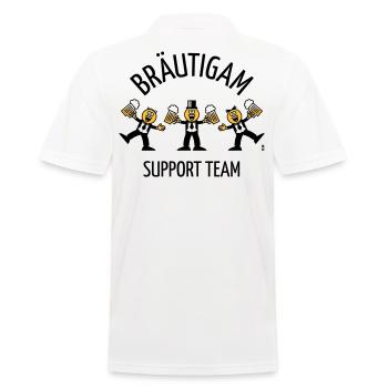 Bräutigam Support Team (JGA, Karikatur, Tanz, B) - Männer Poloshirt - Weiß - Hinten - Kai (181cm)