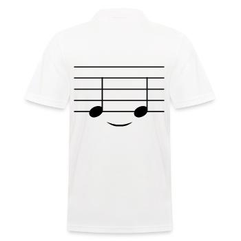 Musiknoten - lächelndes Gesicht - Klavier Piano - Männer Poloshirt - Weiß - Hinten - Kai (181cm)
