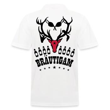 131 Hirsch JGA Bräutigam Bier Party lustig - Männer Poloshirt - Weiß - Hinten - Kai (181cm)