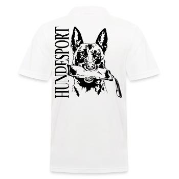 HUNDESPORT Belgischer Malinois Hunde IGP Wilsigns - Männer Poloshirt - Weiß - Hinten - Kai (181cm)