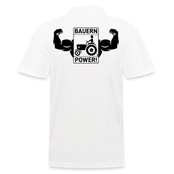 Bauern Power! (Landwirt Bauer Trecker Traktor / B) - Männer Poloshirt - Weiß - Hinten - Kai (181cm)