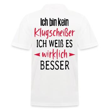 Ich bin kein Klugscheißer Besserwisser Sprüche - Männer Poloshirt - Weiß - Hinten - Kai (181cm)
