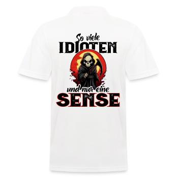 Lustig - So viele Idioten und nur eine Sense - Männer Poloshirt - Weiß - Hinten - Kai (181cm)