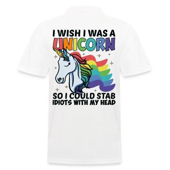 Frecher cooler Einhorn Spruch für helle Outfits - Männer Poloshirt - Weiß - Hinten - Kai (181cm)