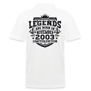 Legend November 2003 19th Birthday Gift Fun - Men's Polo Shirt - white - Back - Kai (181cm)