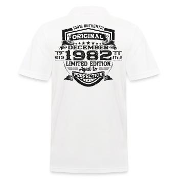 Décembre Né en 1982 Cadeau de 40e anniversaire - Polo Homme - blanc - Dos - Kai (181cm)