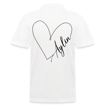 Aylin Name Heartline - Men's Polo Shirt - white - Back - Kai (181cm)