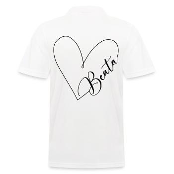 Beata Name Heart Line - Men's Polo Shirt - white - Back - Kai (181cm)