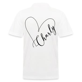Charly Name Heart Line - Men's Polo Shirt - white - Back - Kai (181cm)