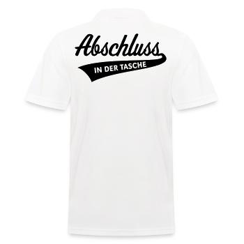 Abschluss – In Der Tasche (Schulabschluss / Black) - Männer Poloshirt - Weiß - Hinten - Kai (181cm)