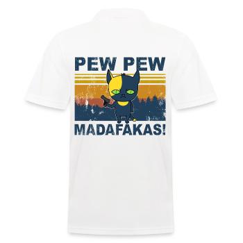 Katze Pew Pew - Männer Poloshirt - Weiß - Hinten - Kai (181cm)
