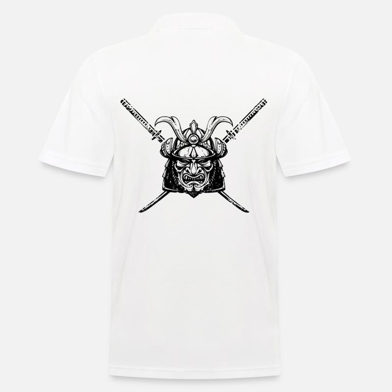 Samurai - Logo - Männer Poloshirt - Weiß