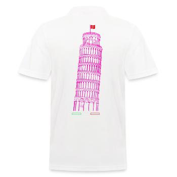 Schiefer Turm von Pisa gezeichnet - Männer Poloshirt - Weiß - Hinten - Kai (181cm)