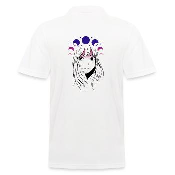 Anime Girl Mond - Männer Poloshirt - Weiß - Hinten - Kai (181cm)