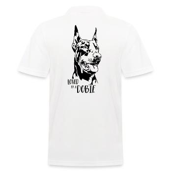 Loved by a Dobie Dog Saying Doberman Wilsigns - Men's Polo Shirt - white - Back - Kai (181cm)