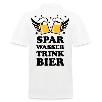 49 Spar Wasser trink Bier Spruch Sprüche - Männer Poloshirt - Weiß - Hinten - Kai (181cm)
