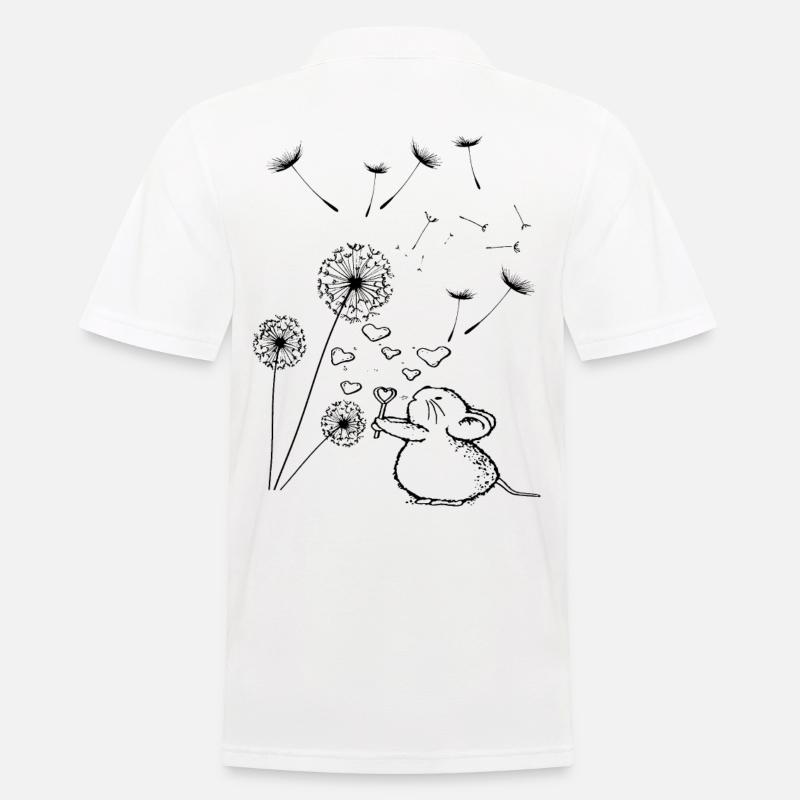 Süßes Mäuschen mit Pusteblume - Männer Poloshirt - Weiß