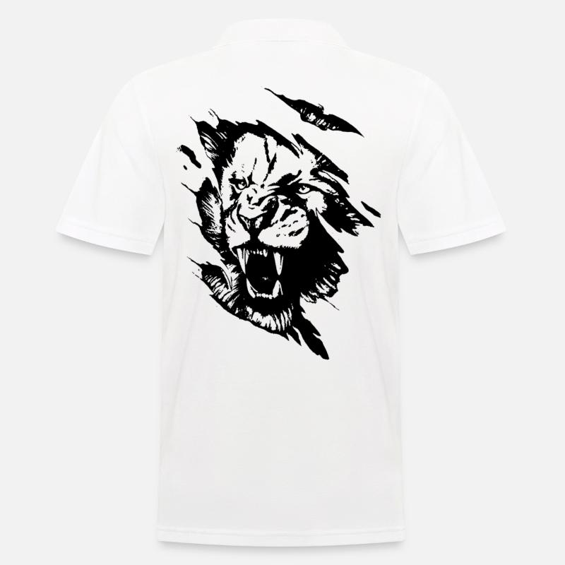 Löwenkopf Kunst cool Löwe Geschenk Idee - Männer Poloshirt - Weiß