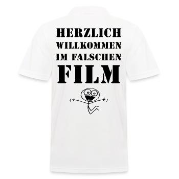 Herzlich willkommen im falschen Film Geschenkidee - Männer Poloshirt - Weiß - Hinten - Kai (181cm)
