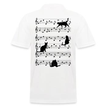 Chats chatons musique clef musiciens - Polo Homme - blanc - Dos - Kai (181cm)