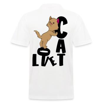 Cat love puss cat - Men's Polo Shirt - white - Back - Kai (181cm)