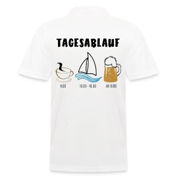 Tagesablauf Kaffee Segeln Bier Geschenkidee - Männer Poloshirt - Weiß - Hinten - Kai (181cm)