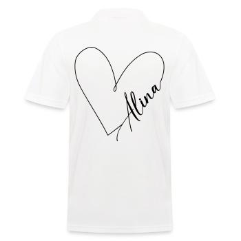 Alina Name Herzlinie - Männer Poloshirt - Weiß - Hinten - Kai (181cm)