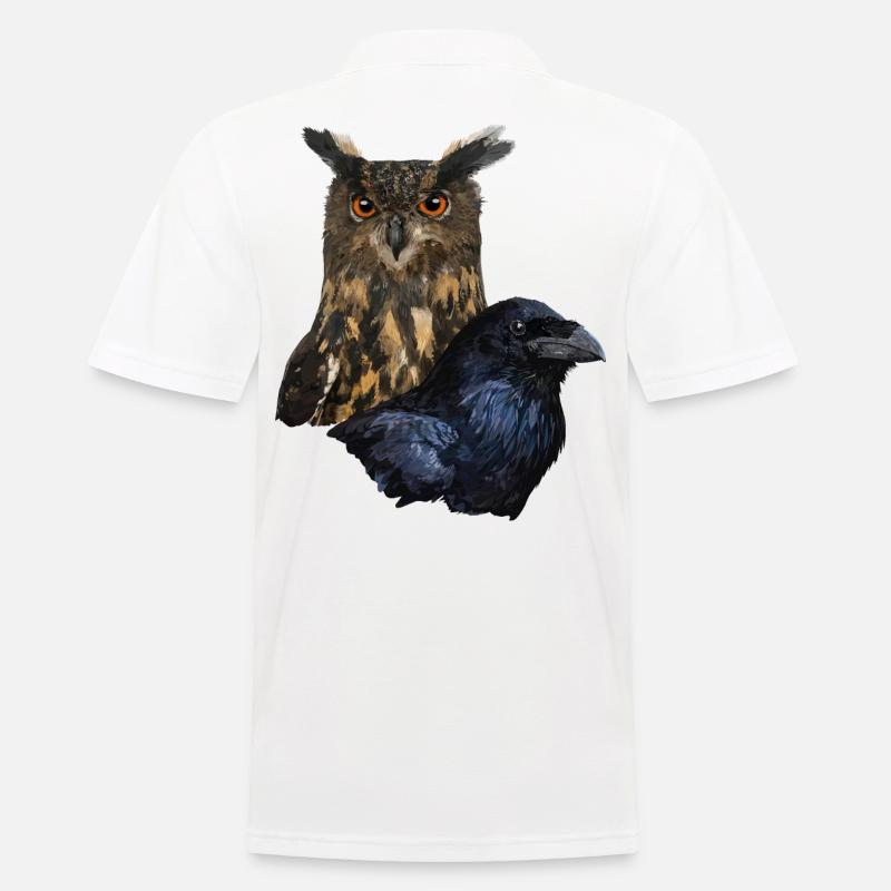 Eule und Krähe - Männer Poloshirt - Weiß