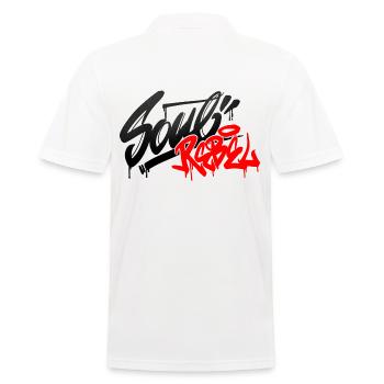 Soul Rebel <- - Men's Polo Shirt - white - Back - Kai (181cm)