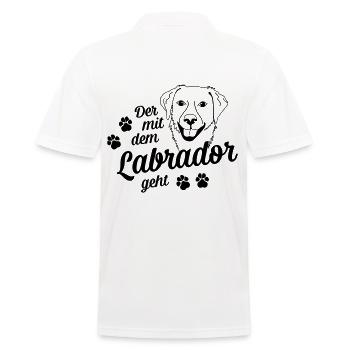Der mit dem Labrador geht - Männer Poloshirt - Weiß - Hinten - Kai (181cm)