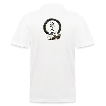Ronin im Enso-Kreis - Männer Poloshirt - Weiß - Hinten - Kai (181cm)