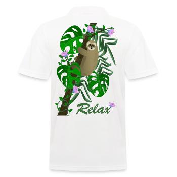 Faultier - Männer Poloshirt - Weiß - Hinten - Kai (181cm)