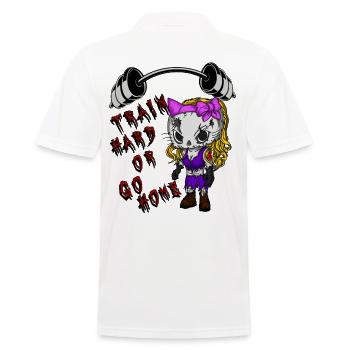 Train hard…. - Männer Poloshirt - Weiß - Hinten - Kai (181cm)