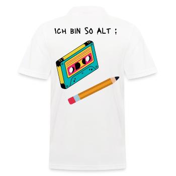 Bleistift & Kassette - Männer Poloshirt - Weiß - Hinten - Kai (181cm)