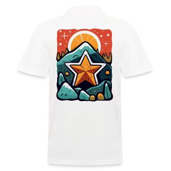 Die Sonne, Berge, Felsen und Sterne - Männer Poloshirt - Weiß - Hinten - Kai (181cm)