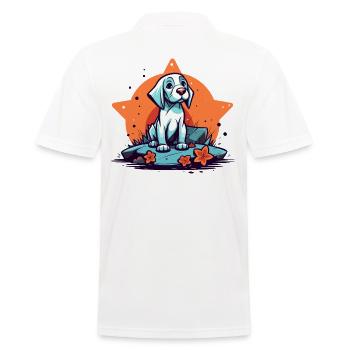 A star and a cute dog on the rocks - Men's Polo Shirt - white - Back - Kai (181cm)