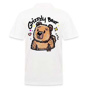 Cartoon Süßer Grizzlybär Grizzly Bär - Männer Poloshirt - Weiß - Hinten - Kai (181cm)