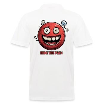 Verstecke den Schmerz: Cartoon - Männer Poloshirt - Weiß - Hinten - Kai (181cm)