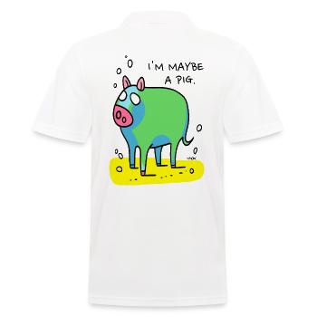 Farm animal, maybe a pig - Men's Polo Shirt - white - Back - Kai (181cm)