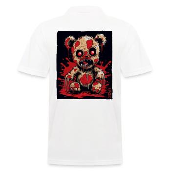 Creepy Zombie Horror Plush Toy Bear - Men's Polo Shirt - white - Back - Kai (181cm)