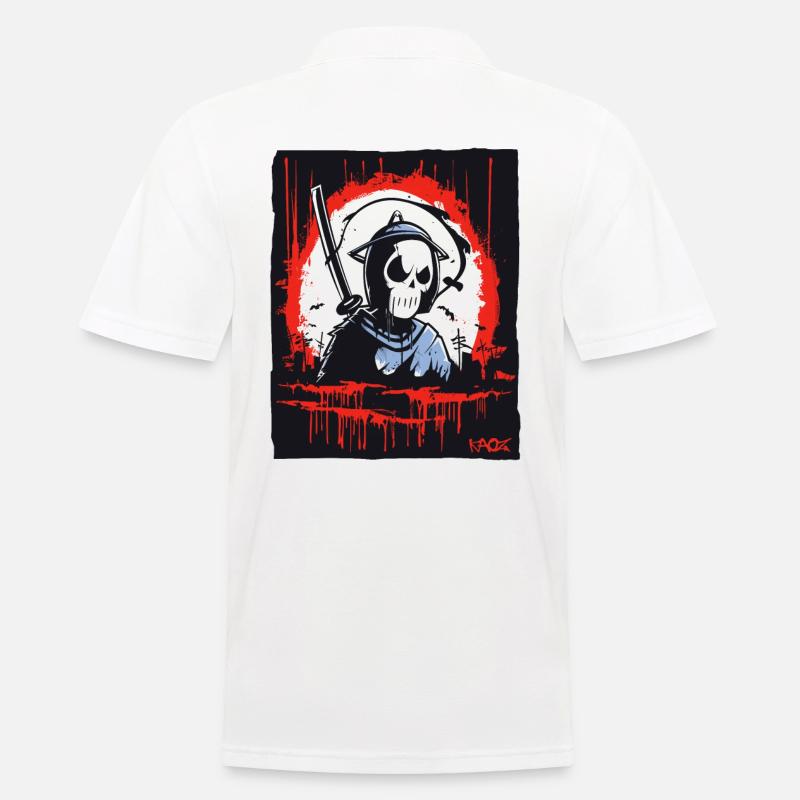 Sensenmann Totenkopf Samurai - Männer Poloshirt - Weiß