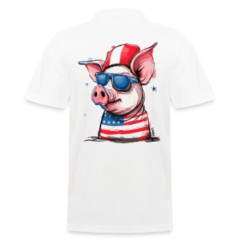 Pigtriotischer Patriot: Schwein der USA - Männer Poloshirt - Weiß - Hinten - Kai (181cm)