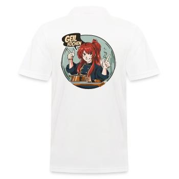 Delicious horny cooking with the anime chef - Men's Polo Shirt - white - Back - Kai (181cm)